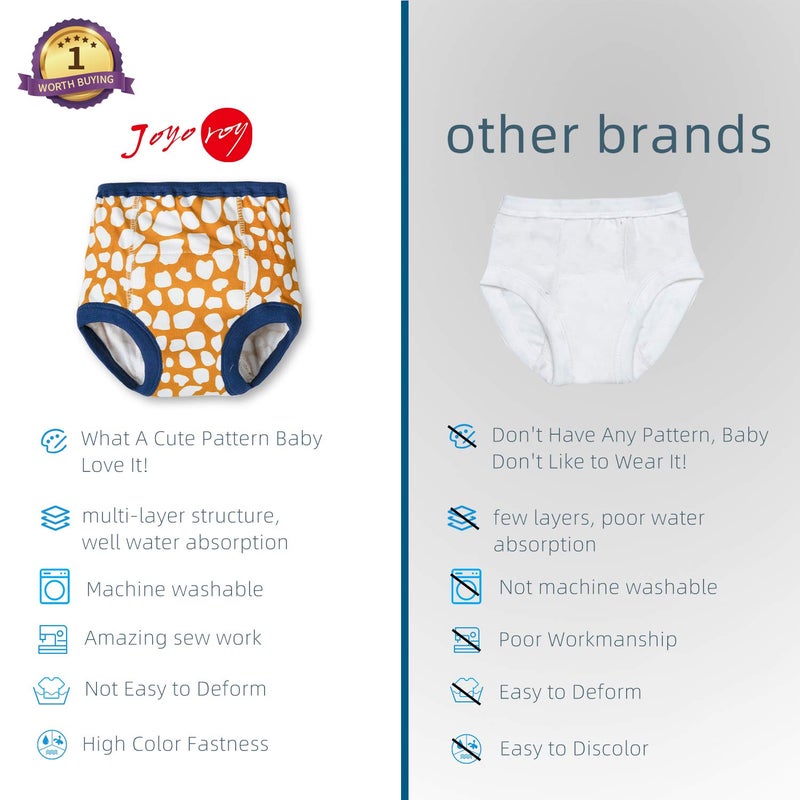 Joyo roy 4Pcs Potty Training Underwear for Boys and Girls 100% Cotton Soft Super Absorption Thick Padded Toilet Training Pants 2T Waterproof Toddler Girls Underwear Pee Pants with Potty Sticker Chart - Image 4